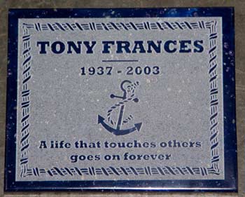 Memorial plaque with raised lettering