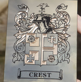 Family Crest engraved in brass