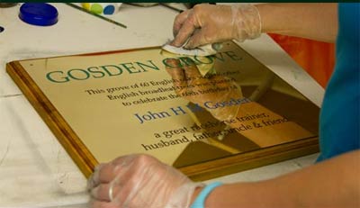 Brass plaque with 3 colours