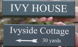 Painted oak house signs in lots of lovely colours