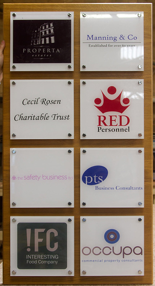 Individual plaques for office building