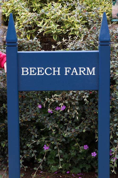 Blue painted entrance sign