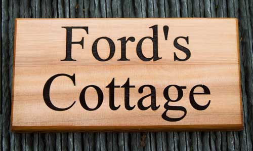 Wooden sign made from red cedar