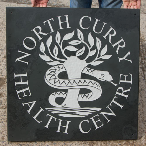 Large stone sign made in slate