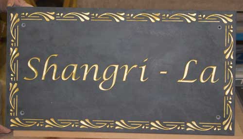 Large Slate House Sign with gold lettering