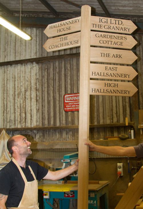 Wooden finger posts for directional signs