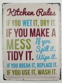 Kitchen rules sign