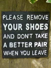 Remove your shoes sign