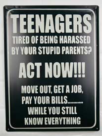 Gift sign for teenagers