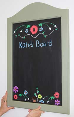 Wooden framed blackboard with a painted framed and painted panel