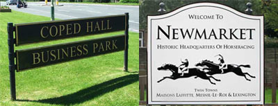 Cast polyurethane with raised lettering and logos is ideal for farm and estate signage.