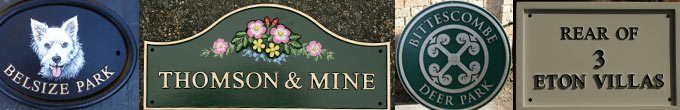 Bespoke hand painted cast house signs.
