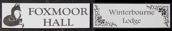 Engraved house signs and information plaques