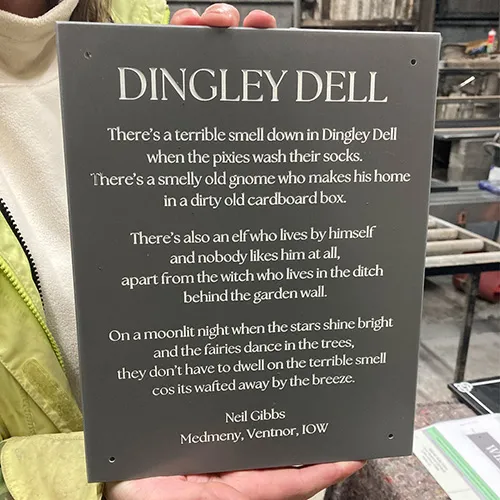 Slate corian poetry sign