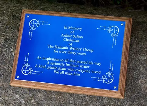 These plaques are excellent for mrmorial plaques as they are very low maintenance Blue Aluminium Memorial Plaque