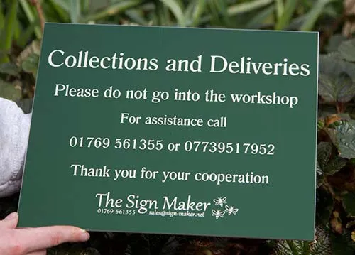 The green anodised aluminium is a very attractive colour Green Engraved Aluminium Sign