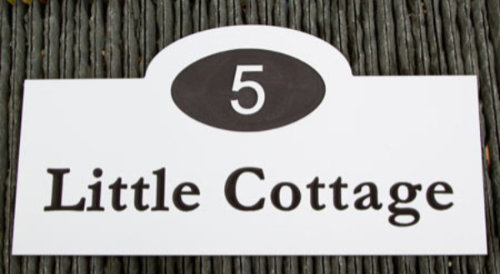 5 Little Cottage Deep Engraved PVC Sign