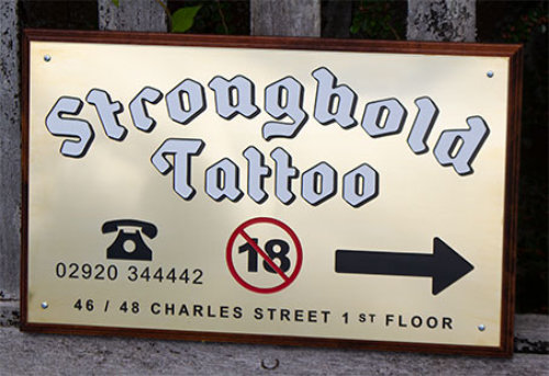 Stronghold Tattoo Chemically Etched Brass Plaque