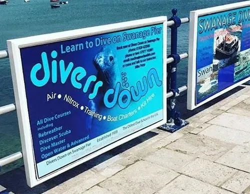 This fibreglass signage has a printed panel/ Durable Fibreglass Signage