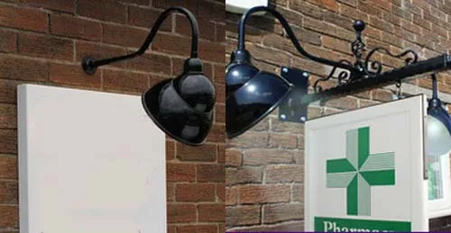 Available for wall signs or hanging signs. Cowl Lighting for Signs