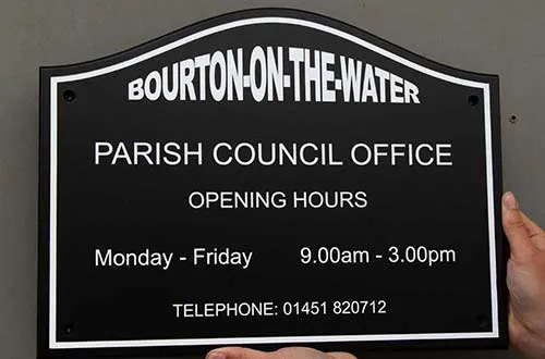 Lots of other colours are available Shaped Black and White Sign