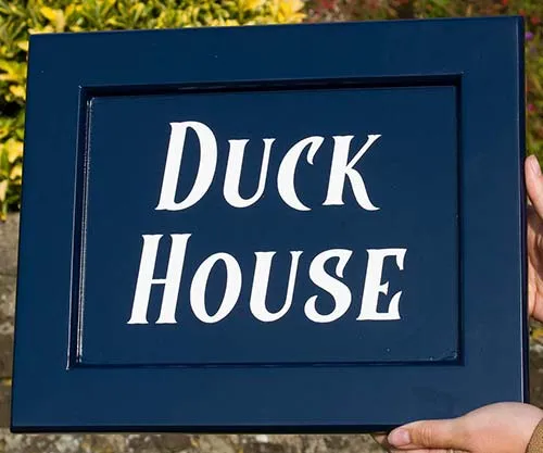You can choose from a wide range of colours. Dark Blue House Sign