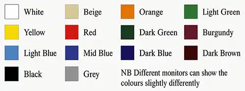 Colour Chart for Aluminium Boards