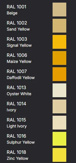 title here RAL Colours - Beiges and Yellows