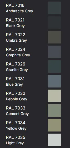 title here RAL Colours - Greys