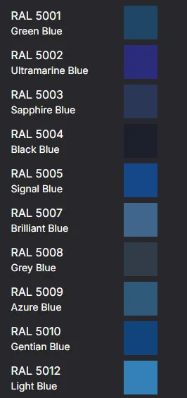 title here RAL Colours - Blues