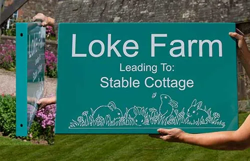 This shows the sign before the posts were attached. Double Sided Tray Sign