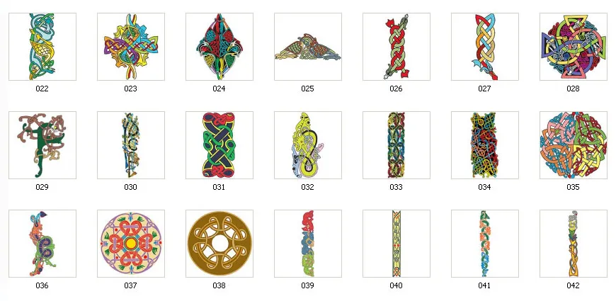 A selection of full colour celtic and norse designs
