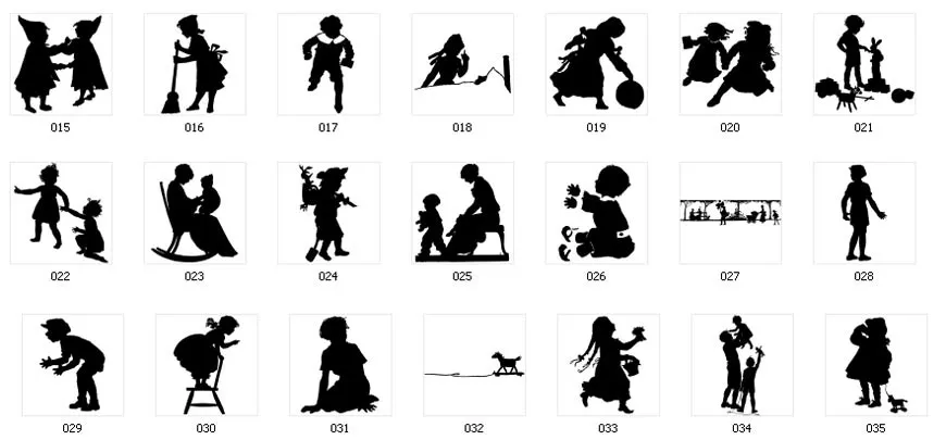 Vintage silhouette images of children