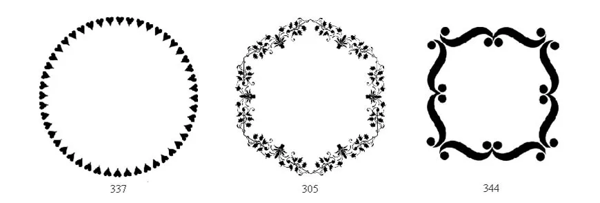 Round borders for signs and memorials, hearts, leaves