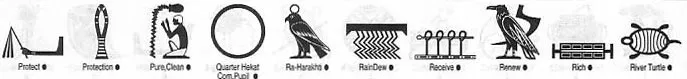 A selection of Egyptian images, heiroglyphics, protect, TURTLE