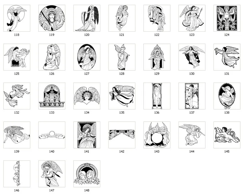 A collection of angel and cherub designs and images