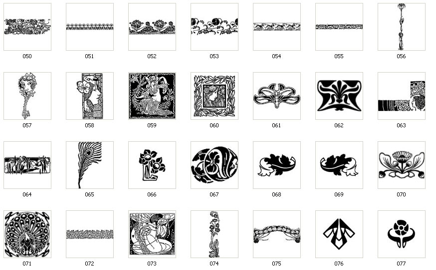 Art Nouveau motifs face border flourish