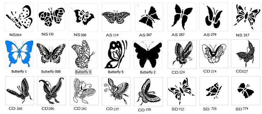 A collection of butterflies and butterfly images, silhouette