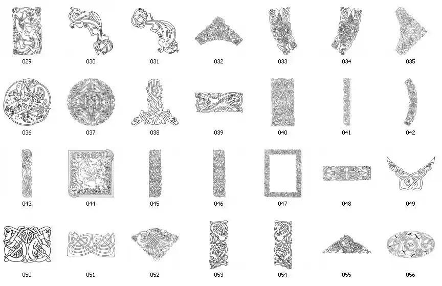 A collection of celtic stencil images, symbols and designs (set 3)
