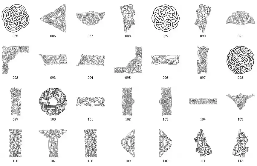 A collection of celtic stencil images, symbols and designs (set 5)