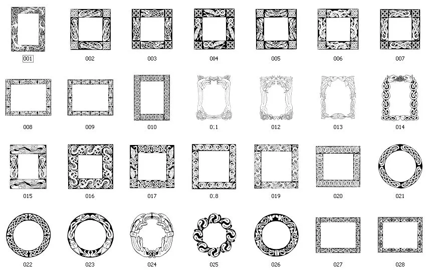 A selection of traditional Celtic borders and frames