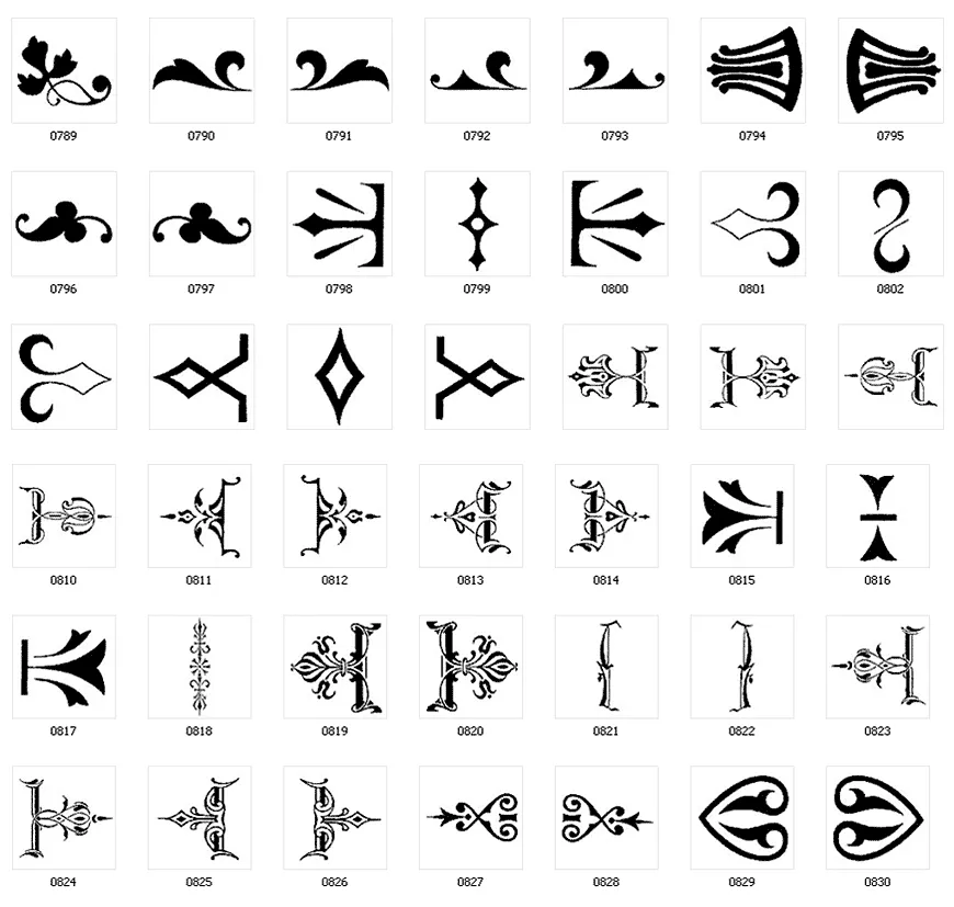 Calligraphic decorative design elements