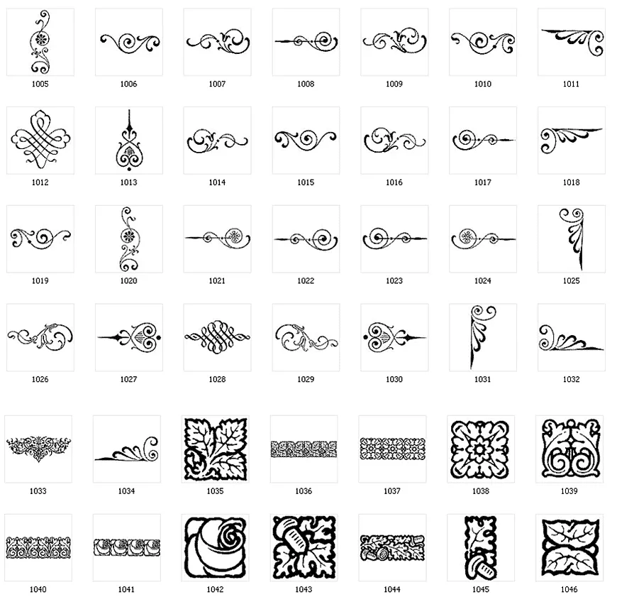 Calligraphic decorative design elements, swash, flourish, swirl, tile