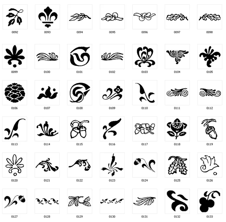 DEcorative design elements, flourish, leaf, acorn
