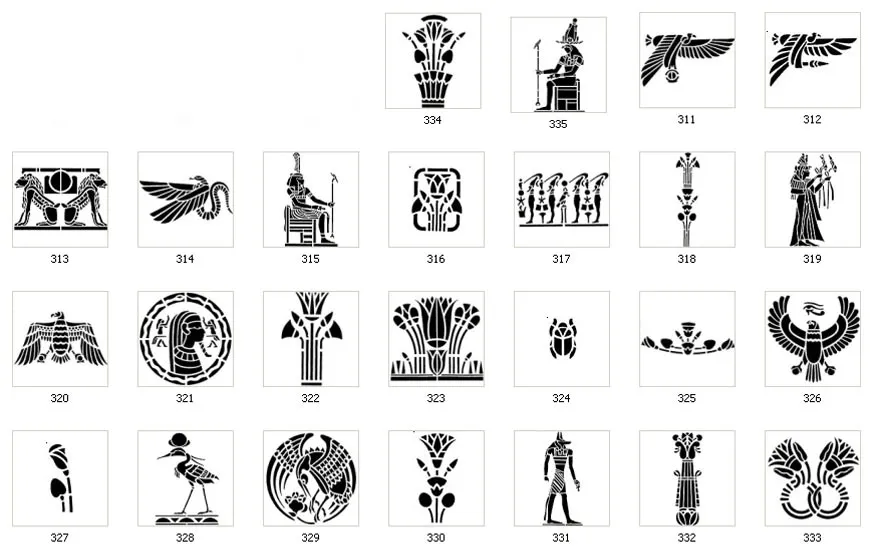A selection of Egyptain stencil designs