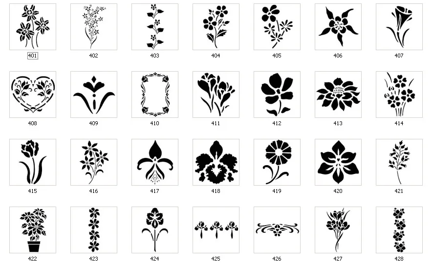 Floral stencil images, floral heart