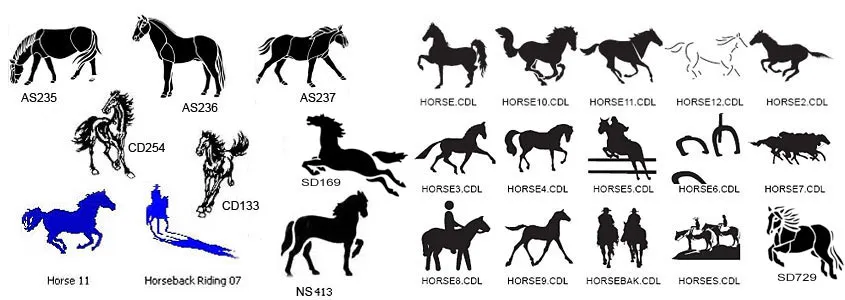 Silhouette and simple horse designs
