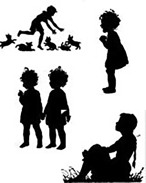 Charming silouette style vintage children designs for all signs and memorials. Vintage Children Designs