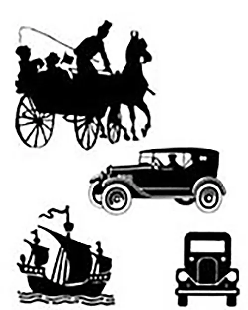Silouette style vintage images for all signs and memorials. Vintage Transport Images