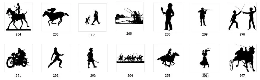 Images of vintage sports, horse racing, golf, fencing, golf, shooting